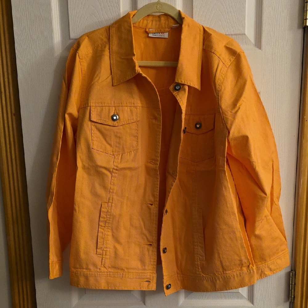 Vibrant Orange Women's Denim Jacket